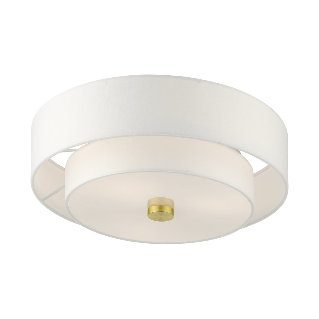 3 Light Satin Brass Semi Flush