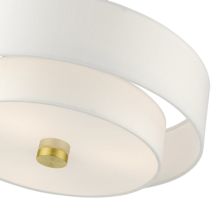 3 Light Satin Brass Semi Flush