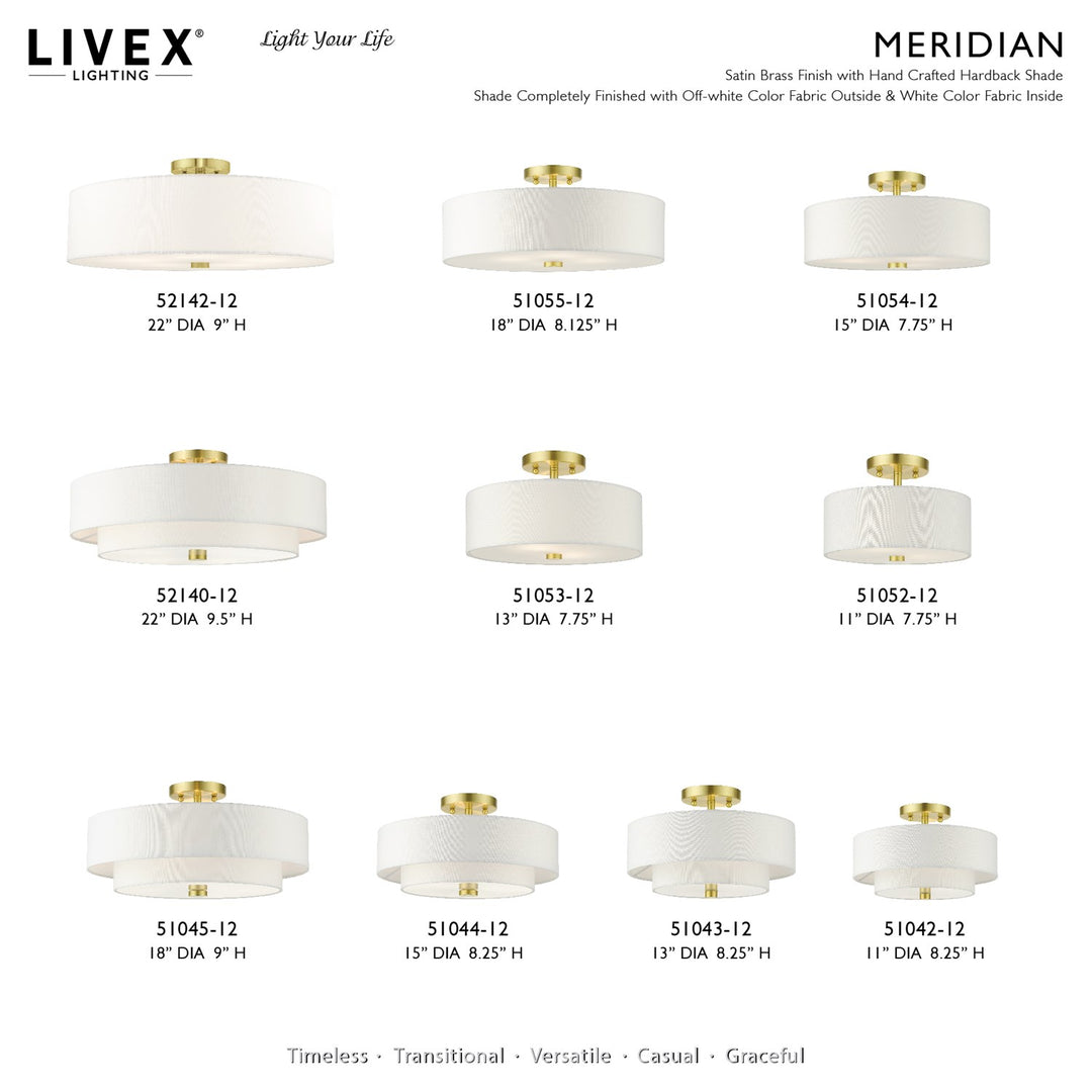 3 Light Satin Brass Semi Flush