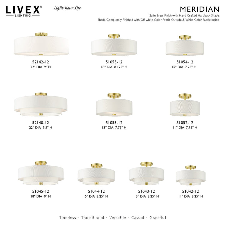 3 Light Satin Brass Semi Flush