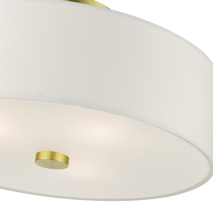 3 Light Satin Brass Semi Flush