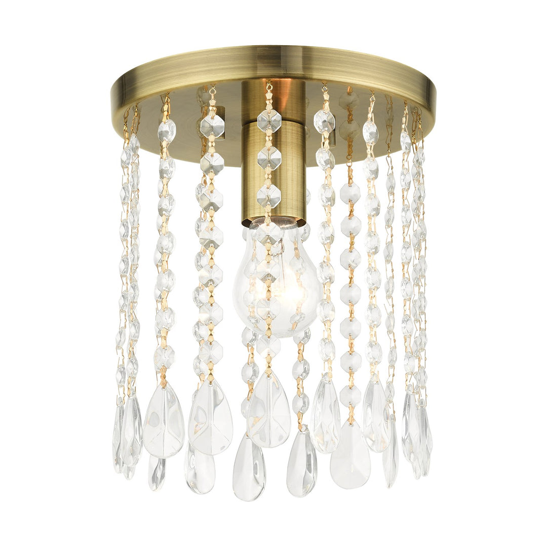 1 Light Antique Brass Petite Flush Mount by Livex Lighting