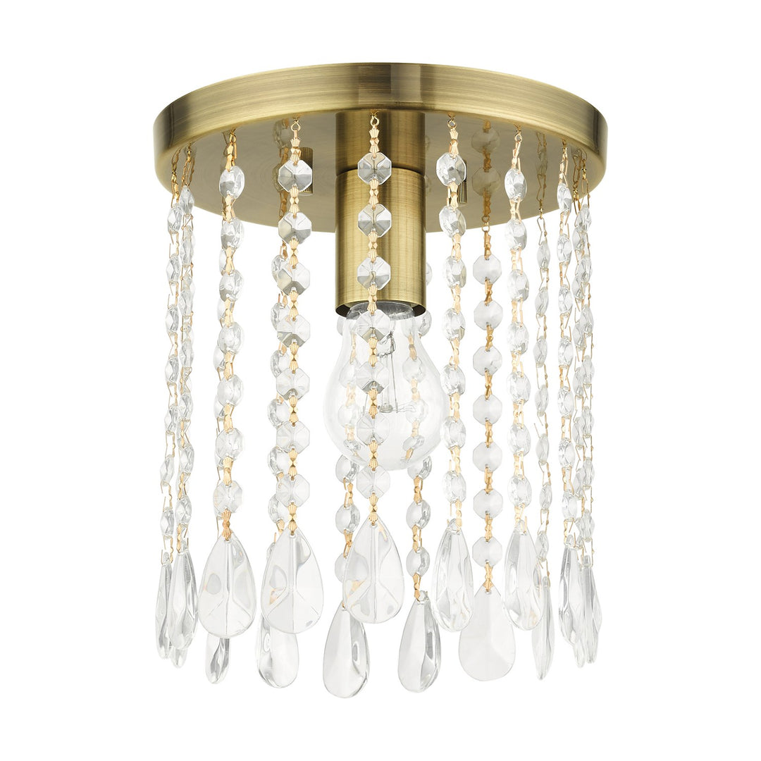1 Light Antique Brass Petite Flush Mount