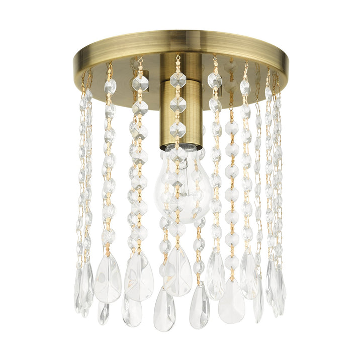1 Light Antique Brass Petite Flush Mount