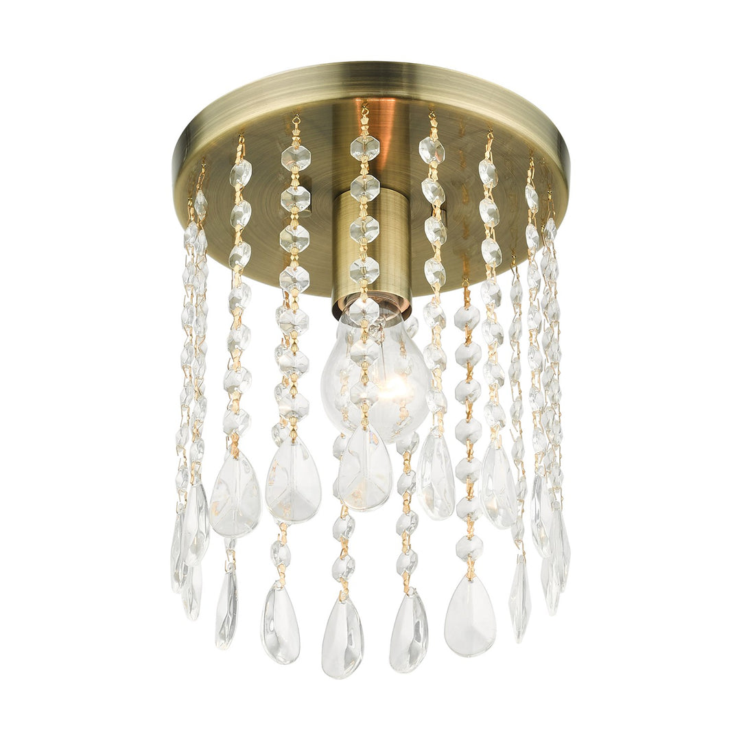 1 Light Antique Brass Petite Flush Mount