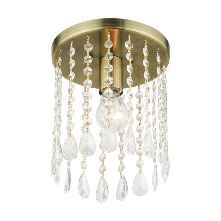 1 Light Antique Brass Petite Flush Mount
