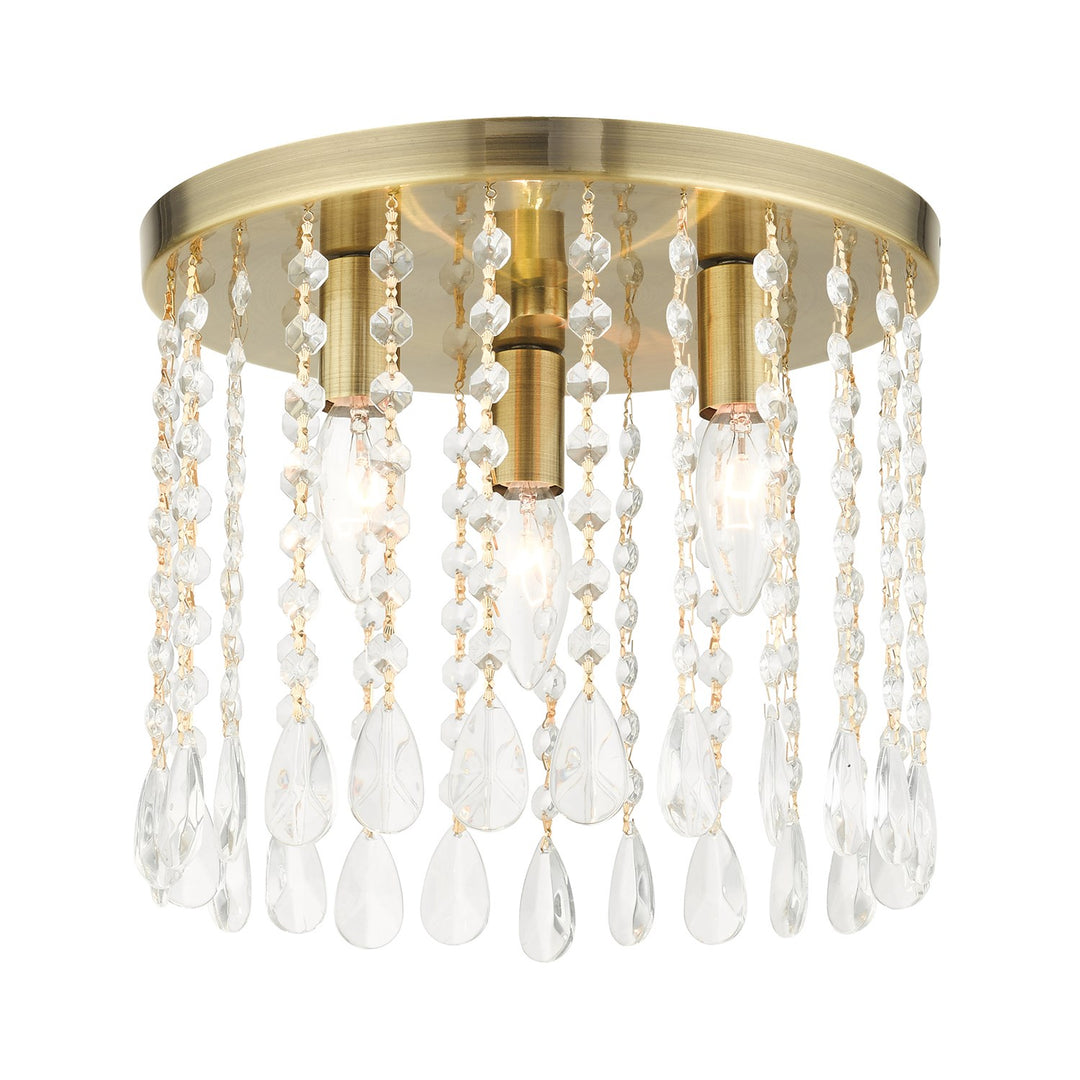 3 Light Antique Brass Flush Mount by Livex Lighting