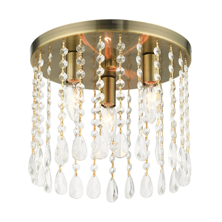 3 Light Antique Brass Flush Mount