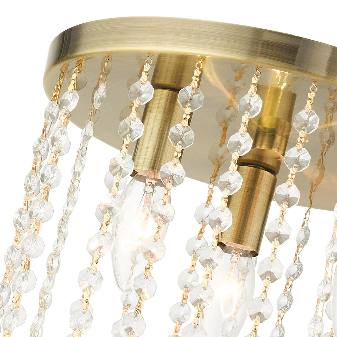 3 Light Antique Brass Flush Mount
