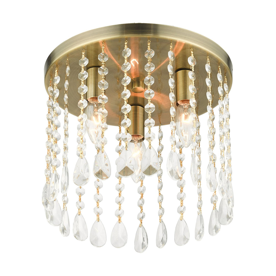 3 Light Antique Brass Flush Mount
