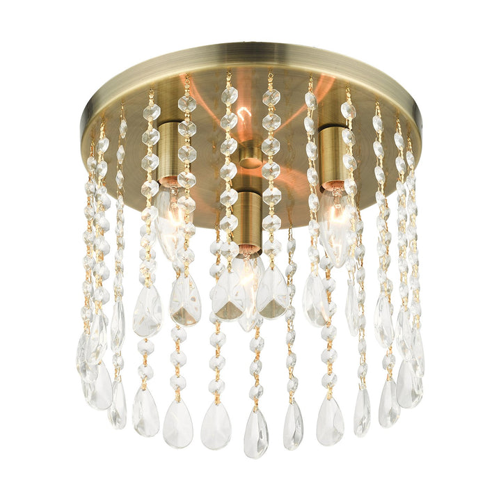 3 Light Antique Brass Flush Mount