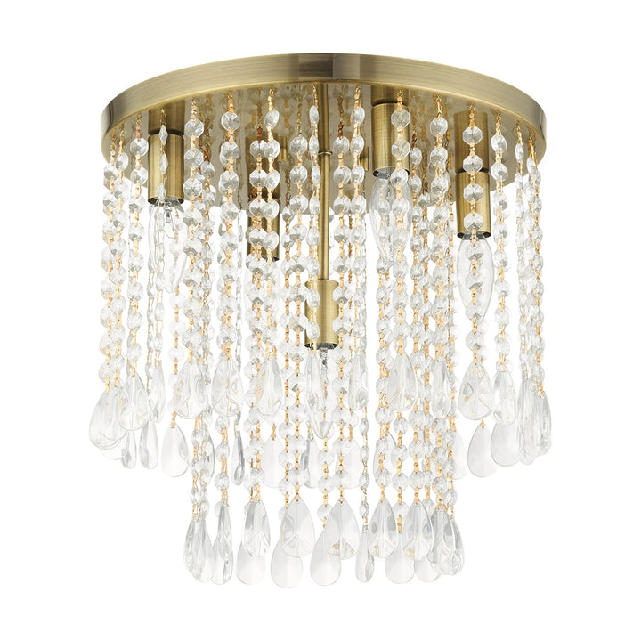 5 Light Antique Brass Flush Mount