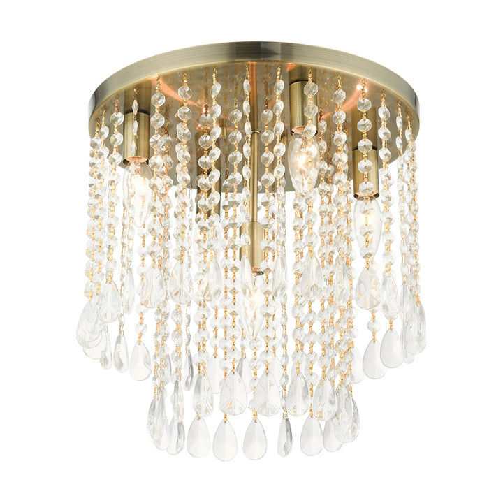 5 Light Antique Brass Flush Mount