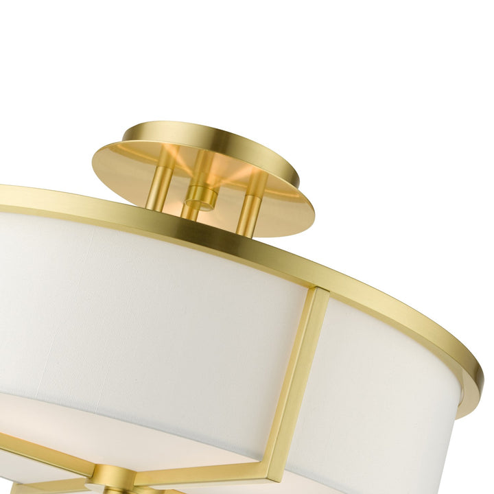3 Light Satin Brass Semi Flush