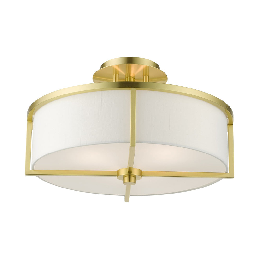 3 Light Satin Brass Semi Flush