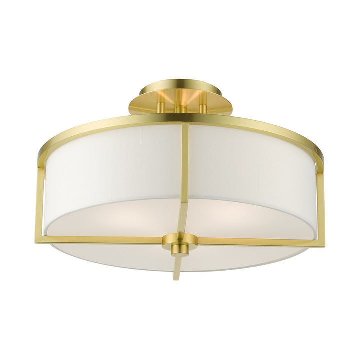 3 Light Satin Brass Semi Flush
