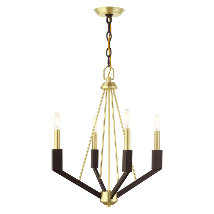 4 Light Satin Brass Chandelier by Livex Lighting