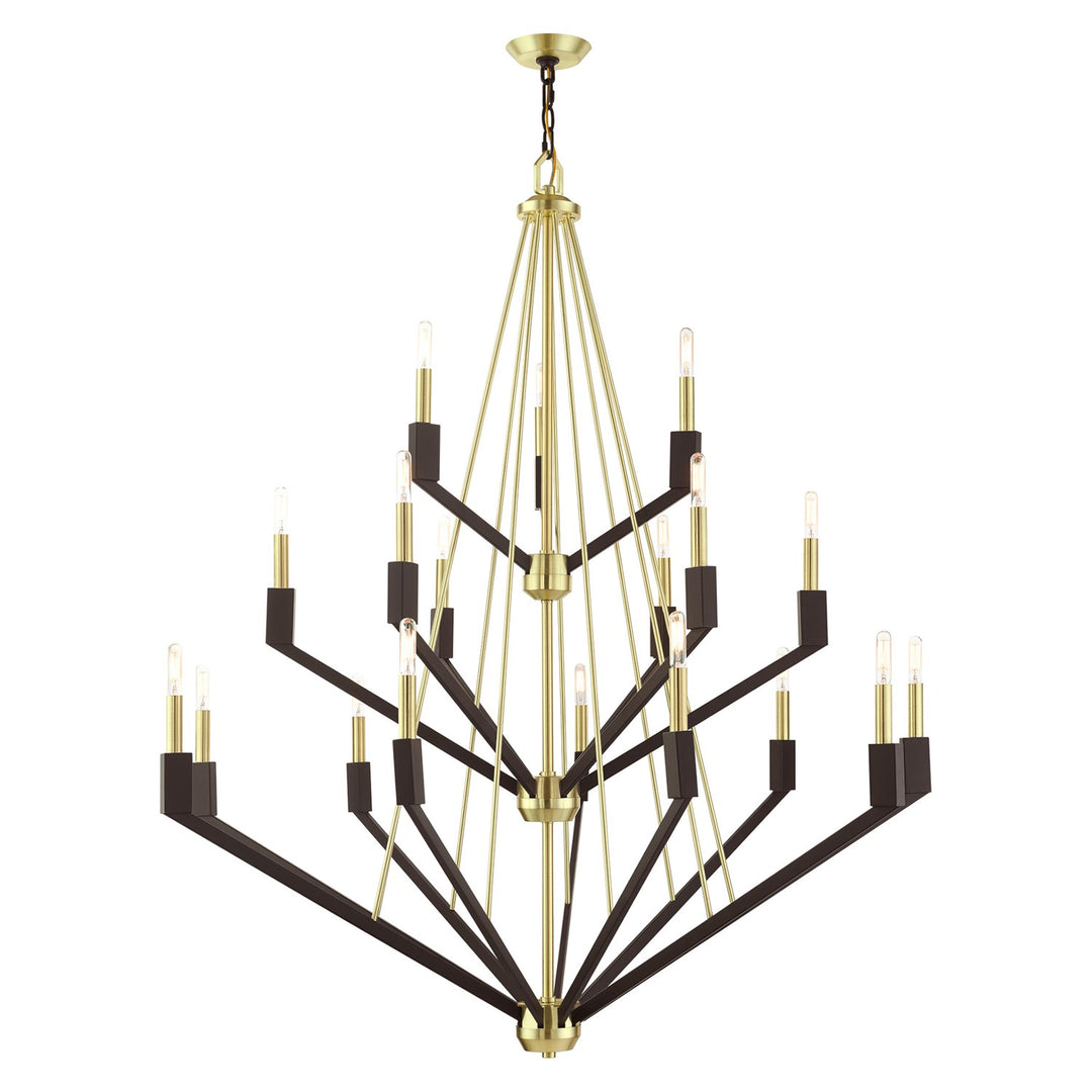 18 Light Satin Brass Foyer Chandelier by Livex Lighting