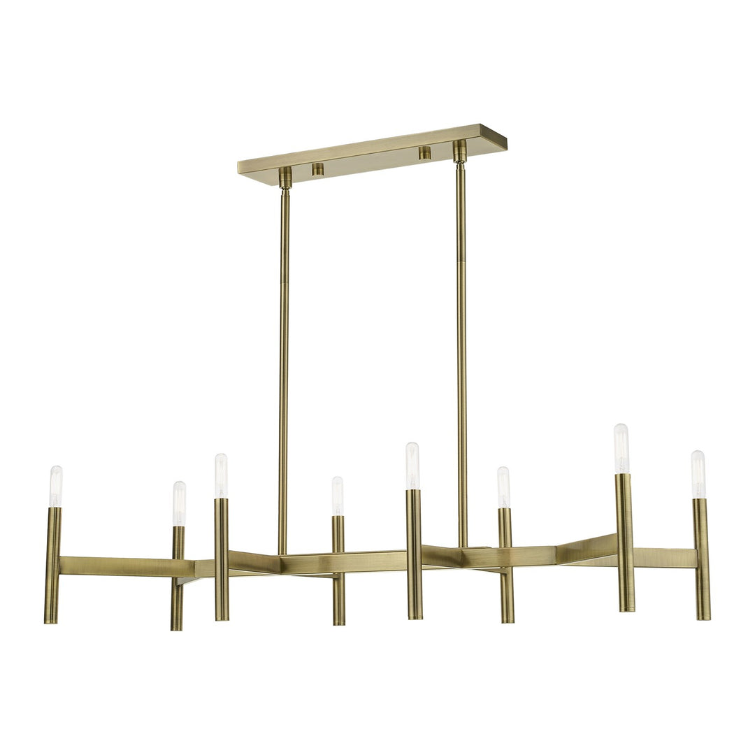8-Light Antique Brass Linear Chandelier by Livex Lighting