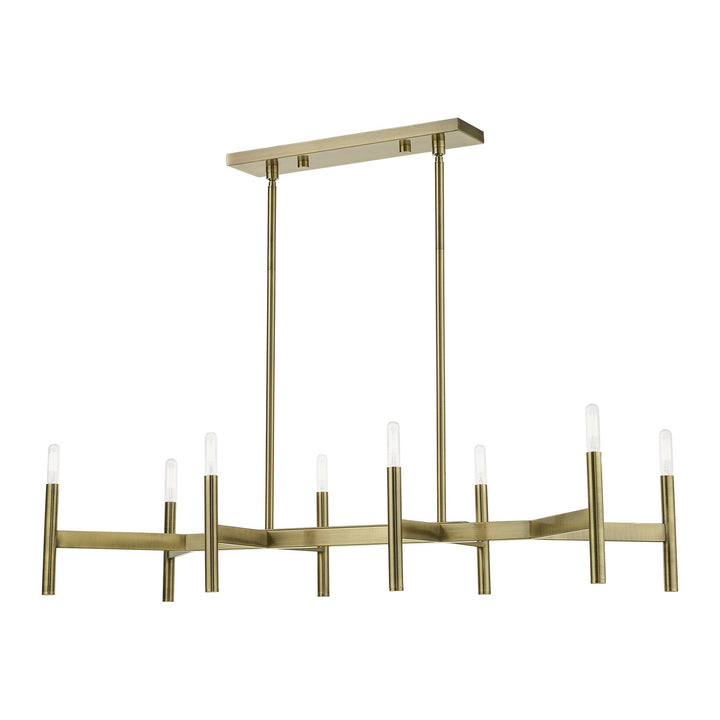 8-Light Antique Brass Linear Chandelier by Livex Lighting