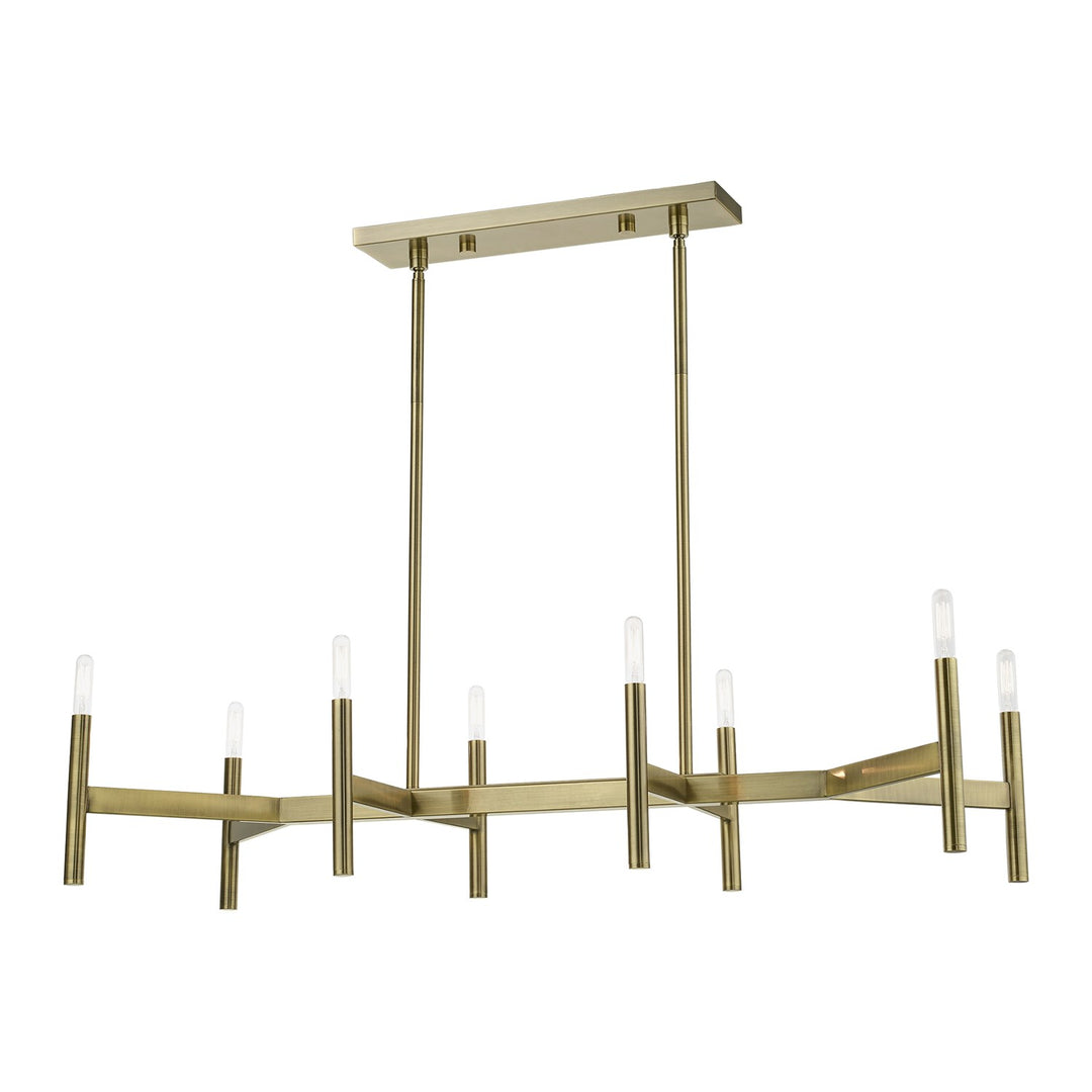 8-Light Antique Brass Linear Chandelier
