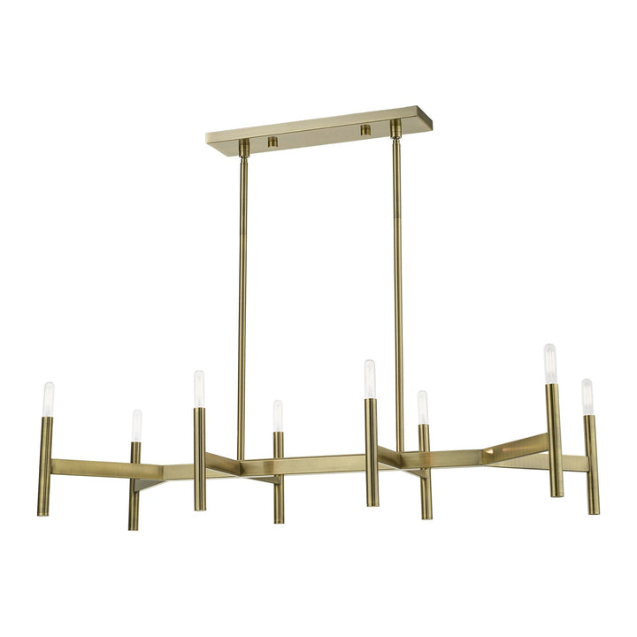 8-Light Antique Brass Linear Chandelier