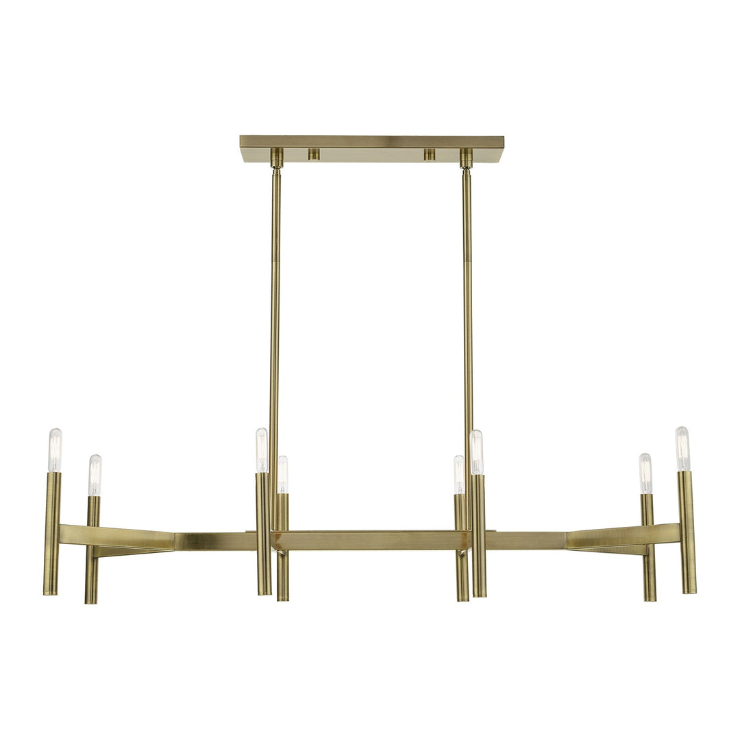 8-Light Antique Brass Linear Chandelier