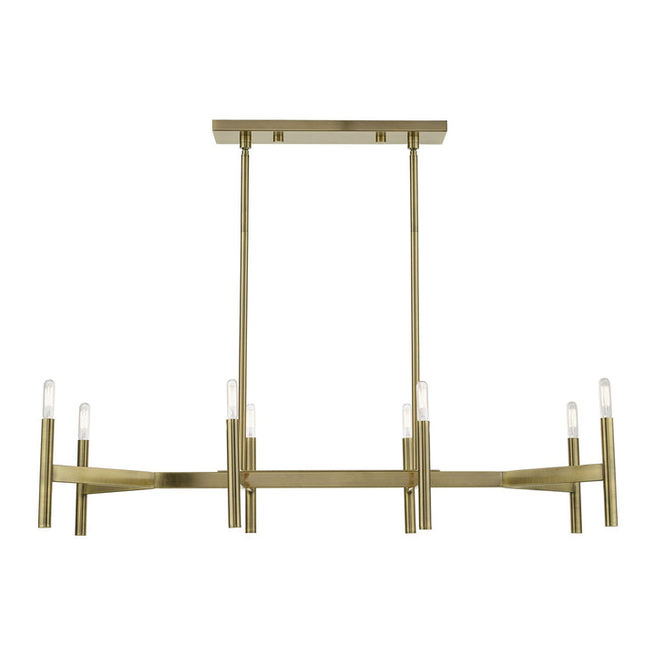 8-Light Antique Brass Linear Chandelier