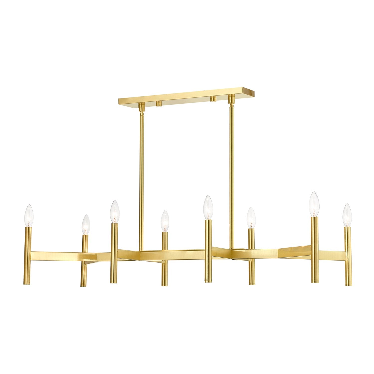 8-Light Satin Brass Linear Chandelier by Livex Lighting