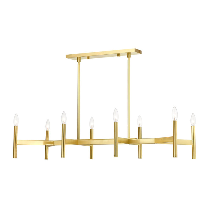 8-Light Satin Brass Linear Chandelier by Livex Lighting