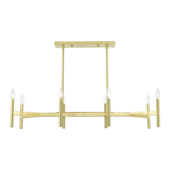 8-Light Satin Brass Linear Chandelier