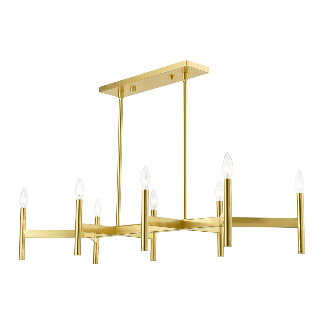 8-Light Satin Brass Linear Chandelier
