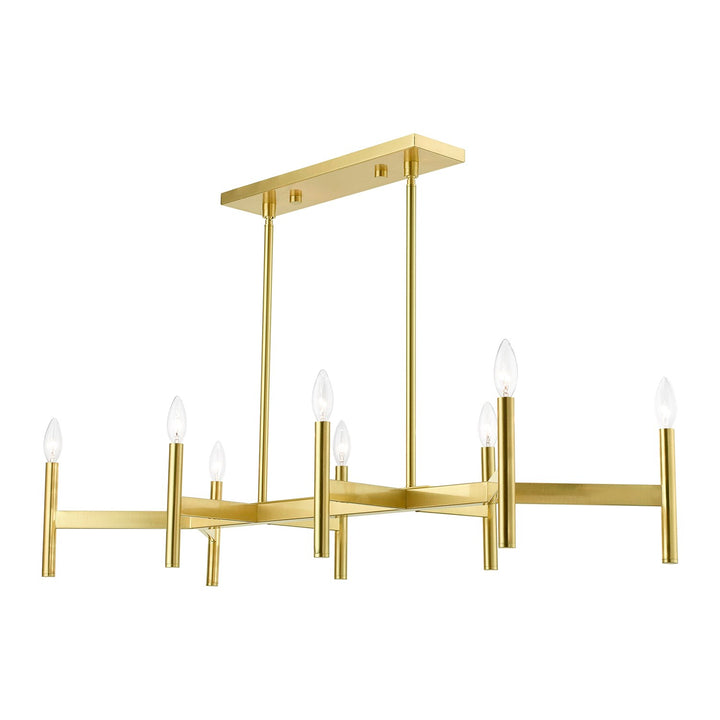 8-Light Satin Brass Linear Chandelier