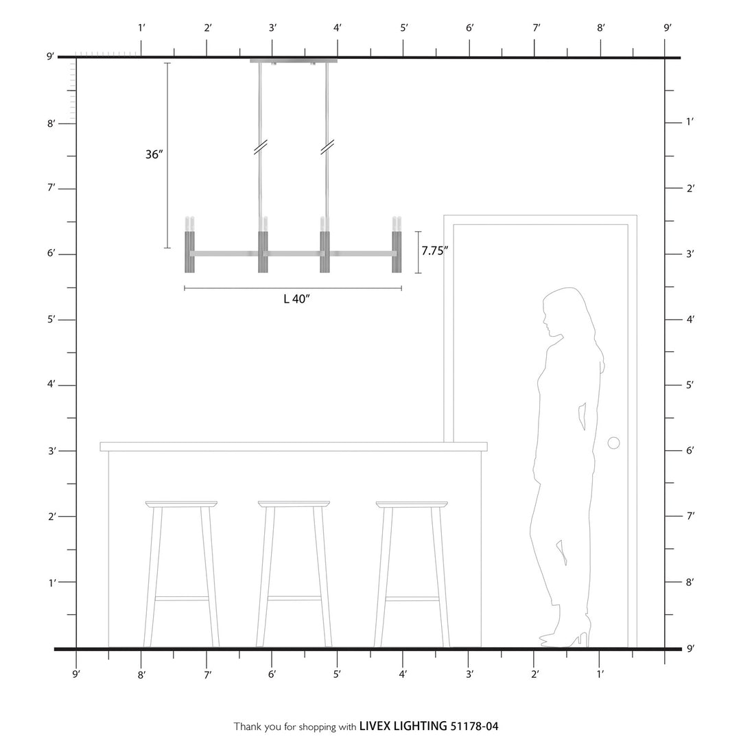 8-Light Satin Brass Linear Chandelier