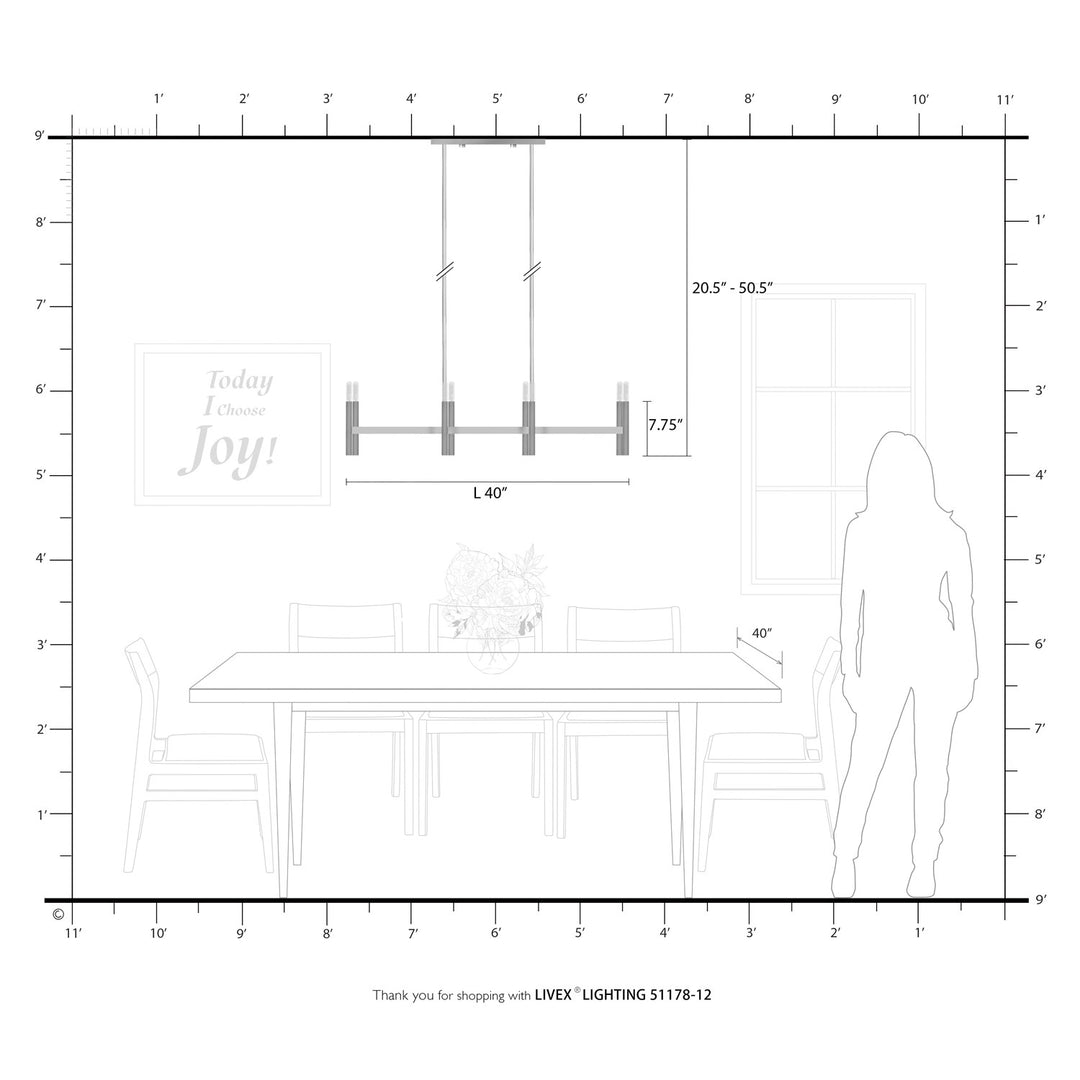 8-Light Satin Brass Linear Chandelier
