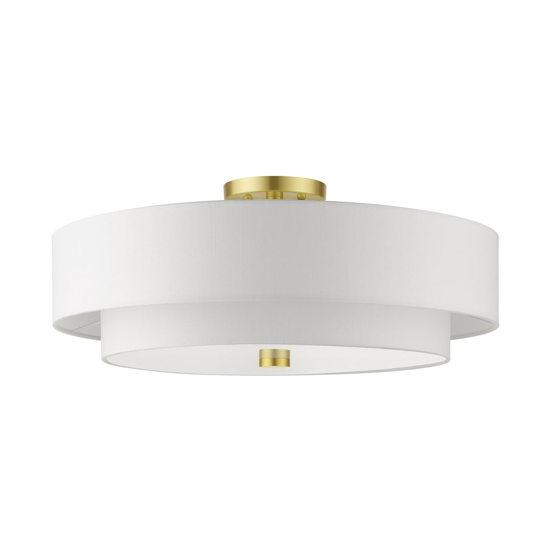 5 Light Satin Brass Semi Flush
