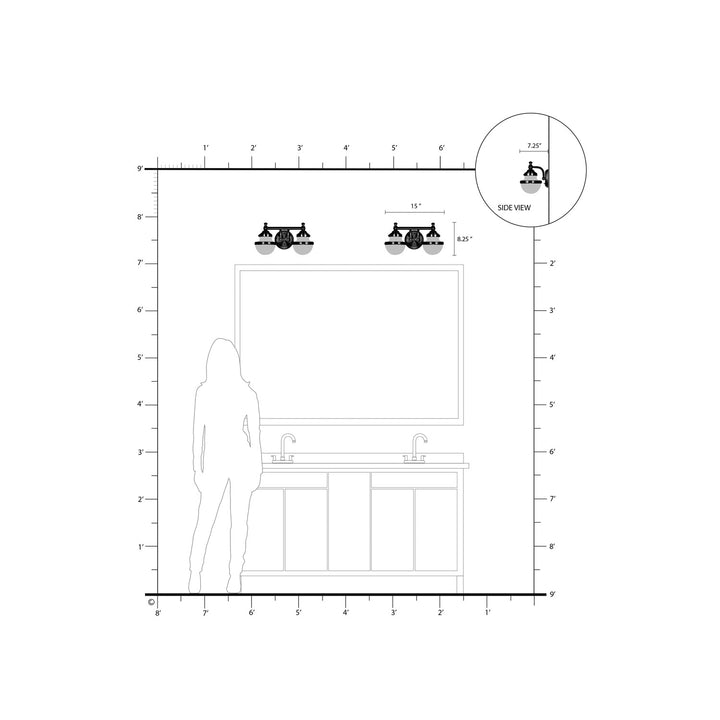 2 Light Polished Brass Bath Vanity