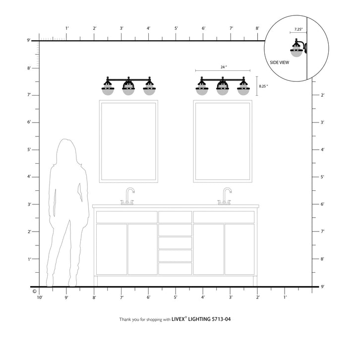 3 Light Black Bath Vanity