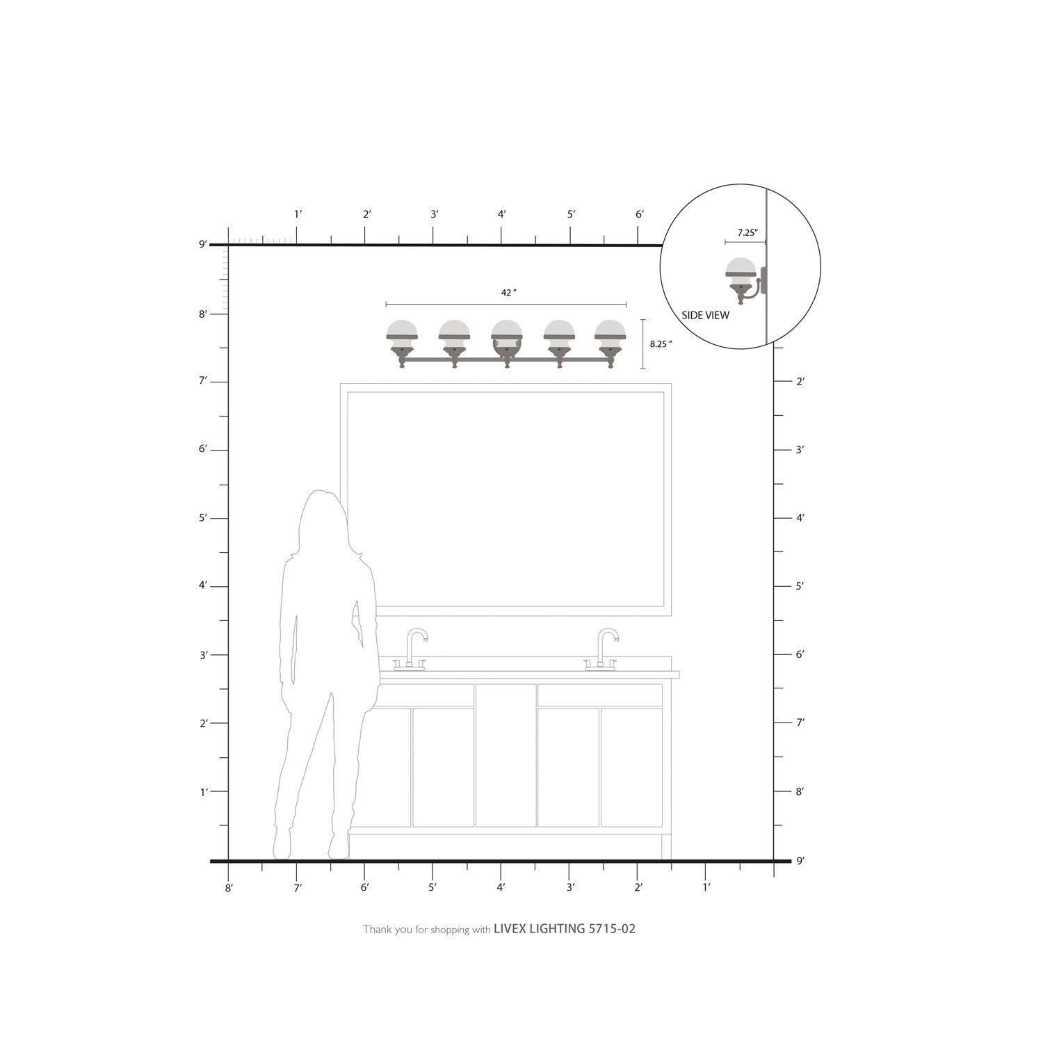 5 Light Polished Brass Bath Vanity