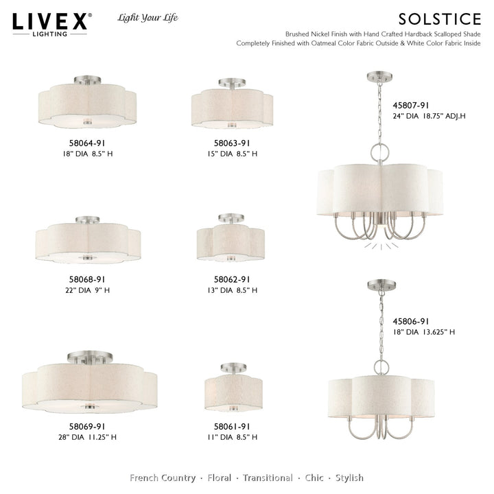 2 Light Brushed Nickel Semi Flush