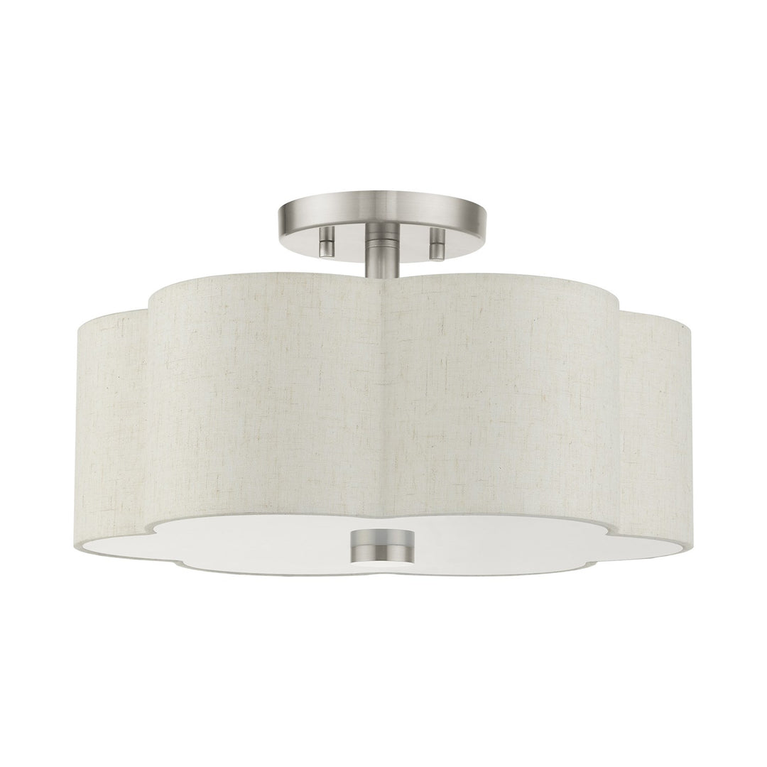 3 Light Brushed Nickel Semi Flush