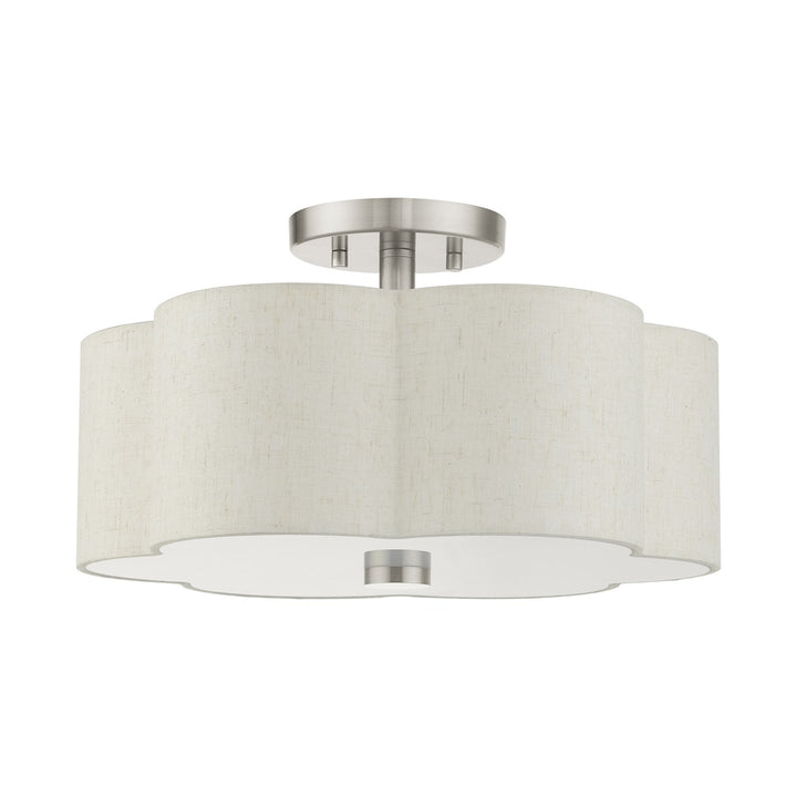 3 Light Brushed Nickel Semi Flush