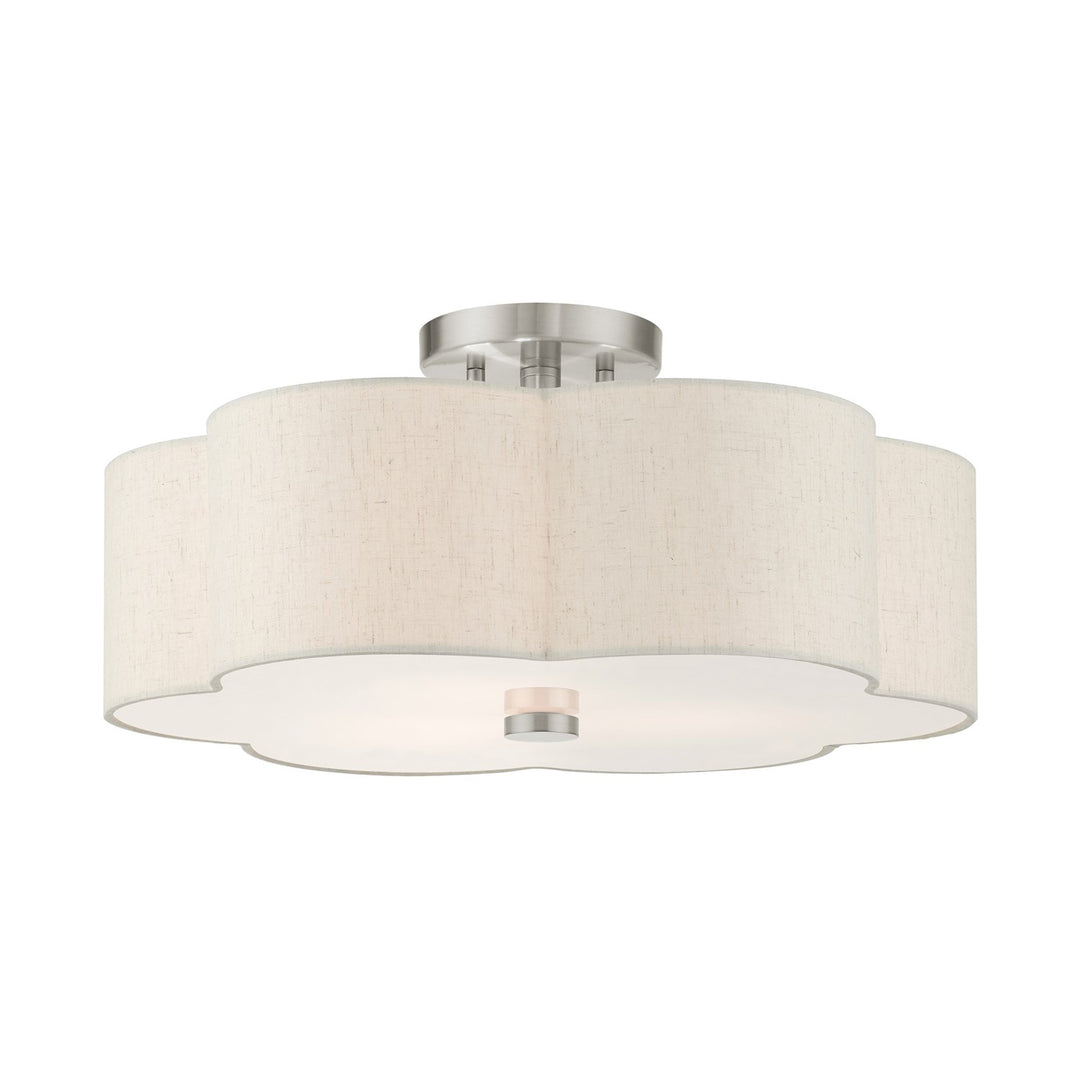 3 Light Brushed Nickel Semi Flush by Livex Lighting