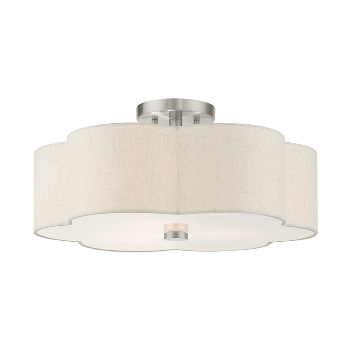 3 Light Brushed Nickel Semi Flush by Livex Lighting