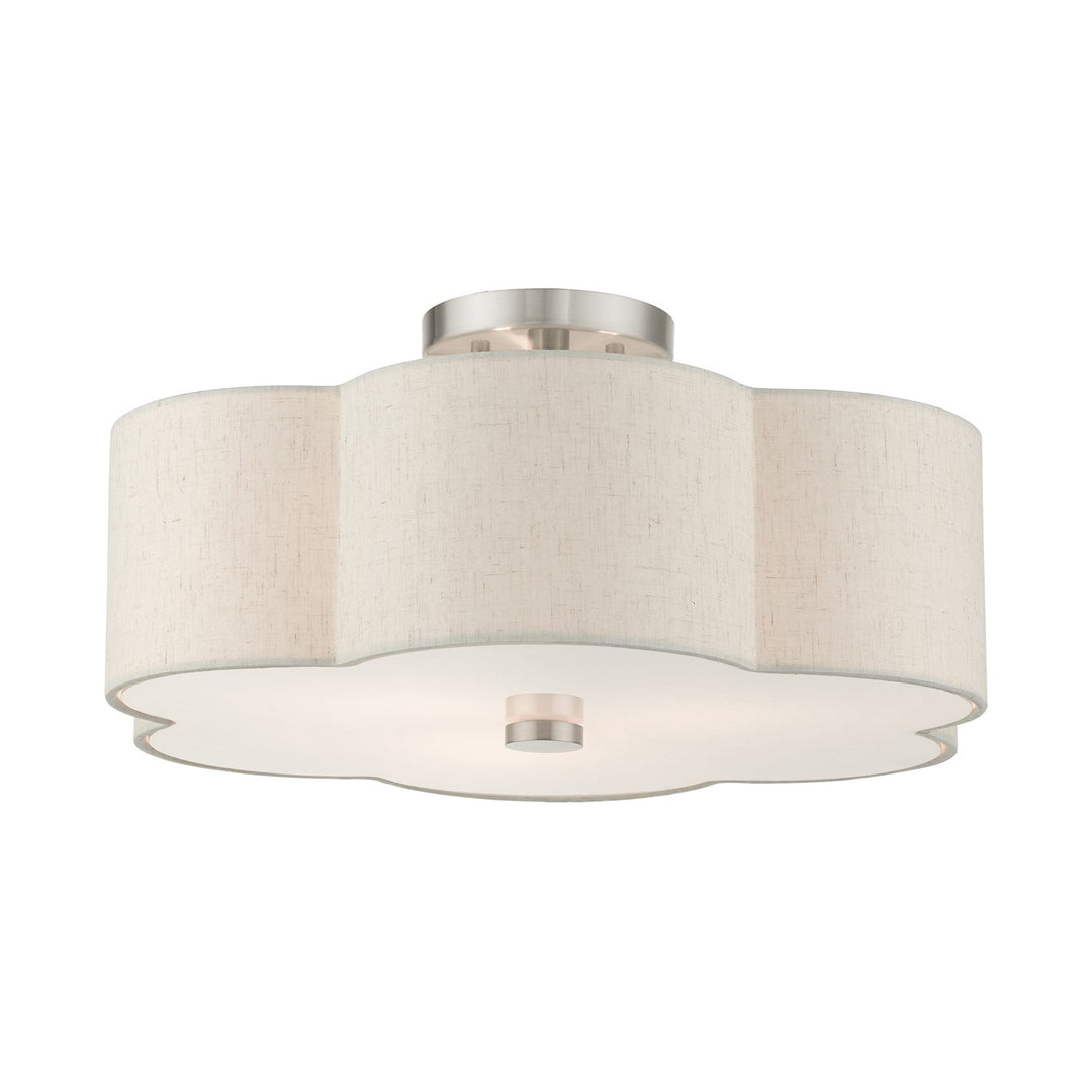 3 Light Brushed Nickel Semi Flush