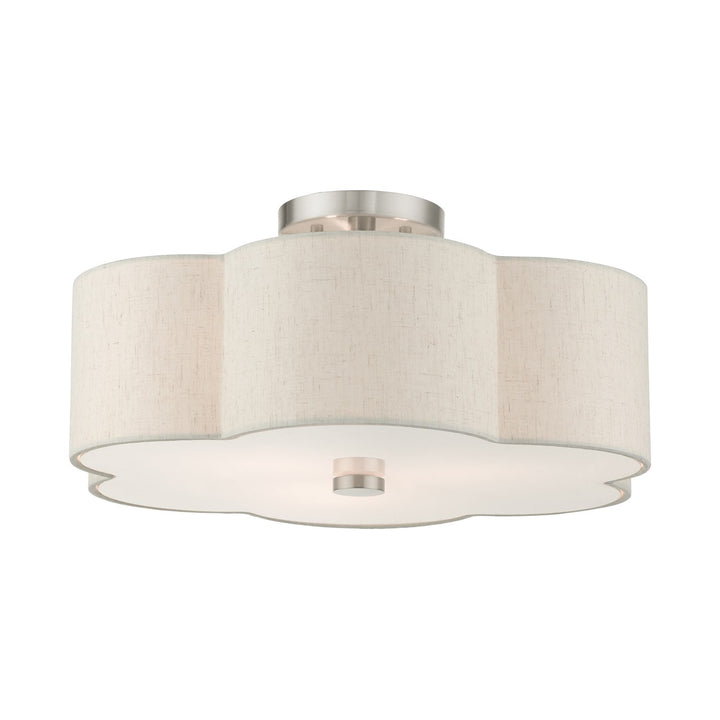 3 Light Brushed Nickel Semi Flush