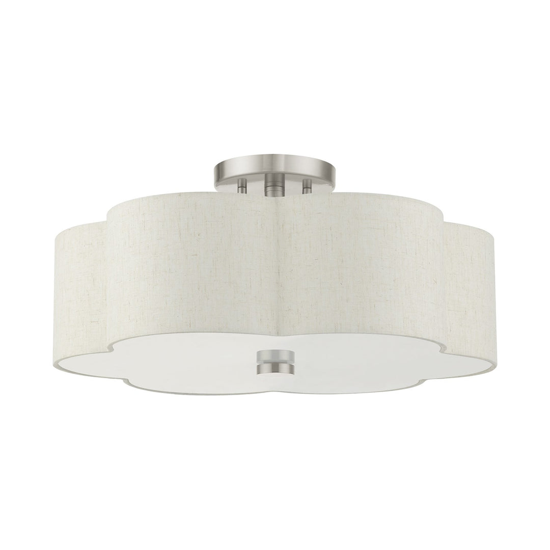 3 Light Brushed Nickel Semi Flush