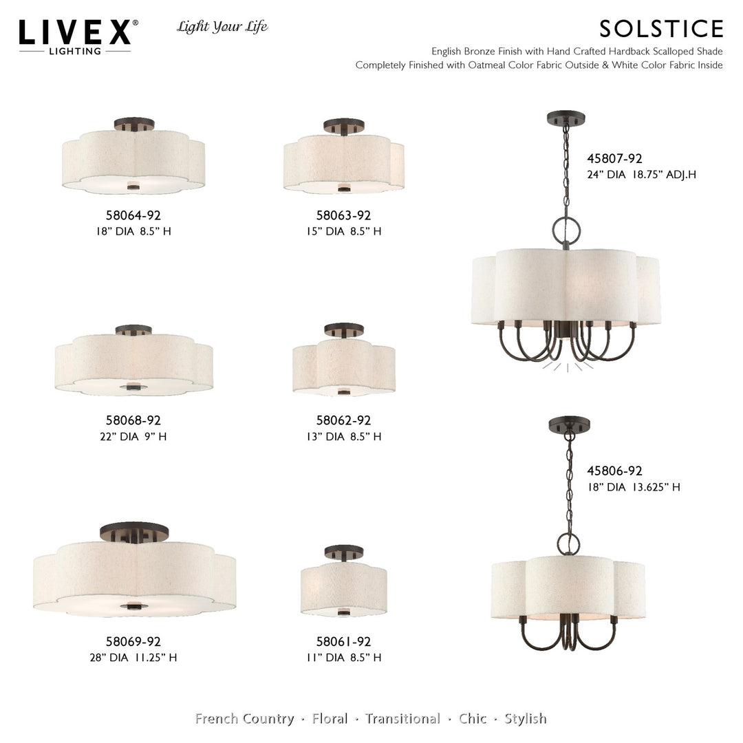 3 Light English Bronze Semi Flush