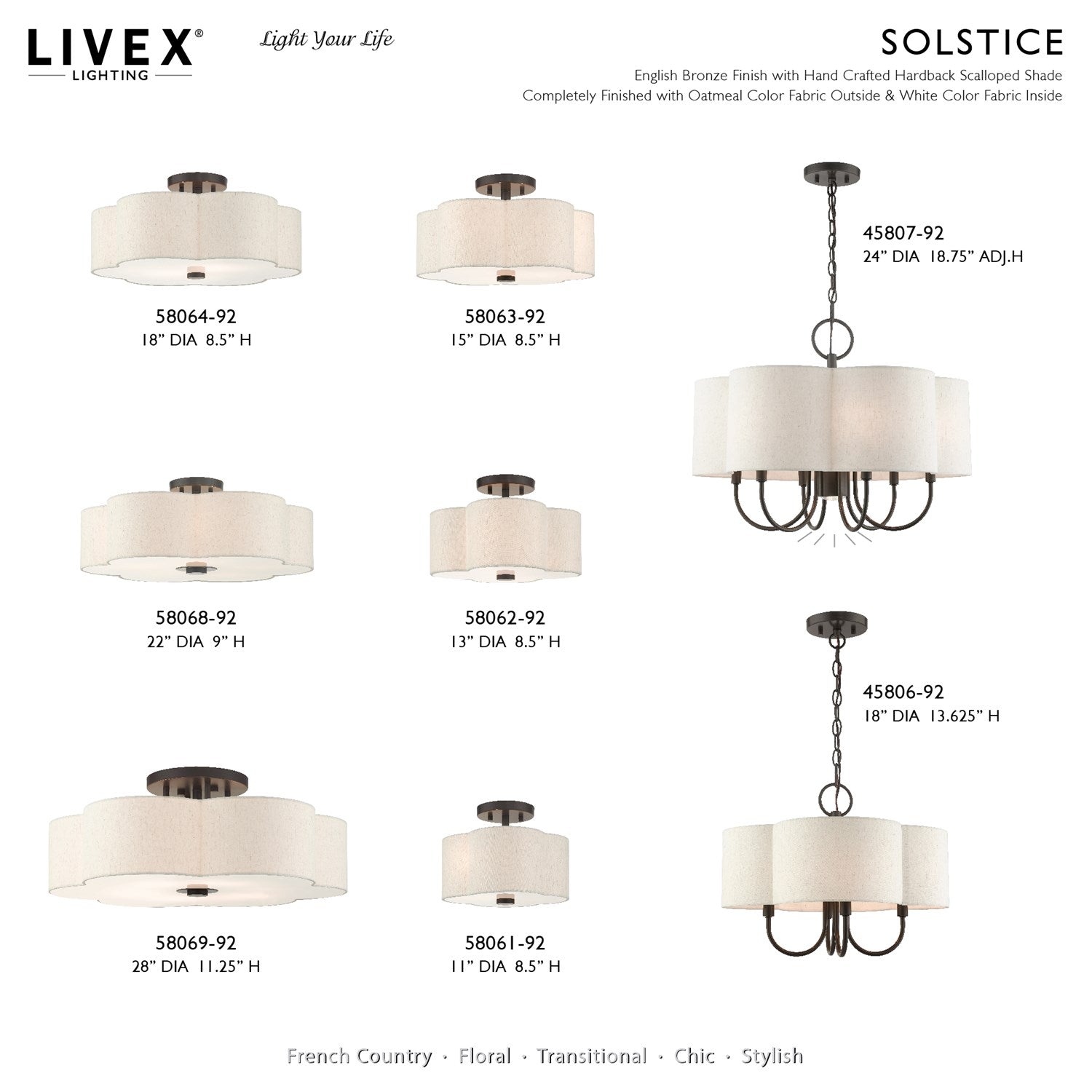 3 Light English Bronze Semi Flush