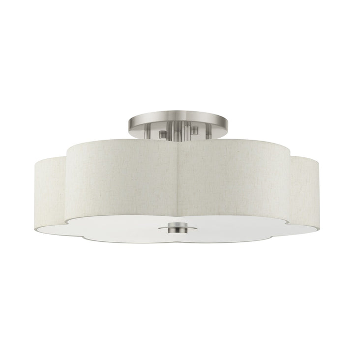 6 Light Brushed Nickel Semi Flush